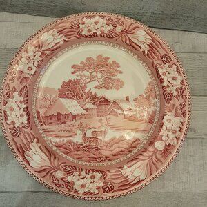 Wedgwood "Fallow Deer" Red Transferware Platter